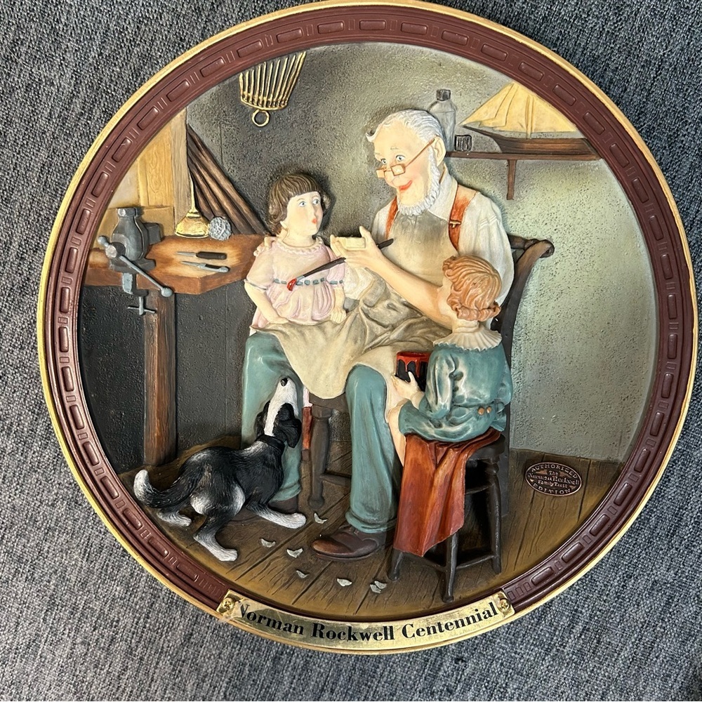 Norman Rockwell Centennial Collector 8” Plate - The Toymaker in 3D